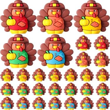 Imagem de Domensi 25 peças mini estatuetas de peru de ação de graças, figura minúscula de abóbora de peru para esconder e procurar, estátua de pequeno peregrino, galinha, para festa de Ação de Graças, presente