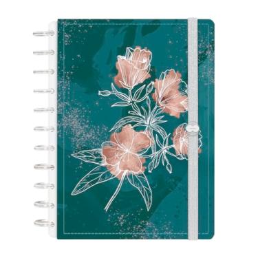 Imagem de Caderno de Disco Iscool Inteligente G+ Soft Breath Teal Line Flower