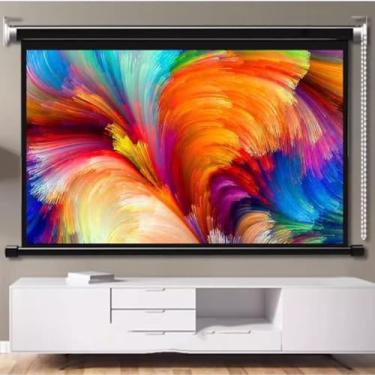 Imagem de Tela De Projetor Retrátil, Tela De Projetor De Montagem Em Parede/teto, Tela De Projeção Anti-rugas Portátil 4k De 60 Polegadas 16:9/4:3, Para Escritório De Teatro No Quint, 60 inch 16:9