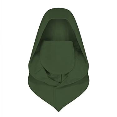 Imagem de Moletom com capuz e máscara de assassino balaclava de algodão adaptável casual Ren Faire cosplay LARP fantasia capuz, Verde, tamanho �nico