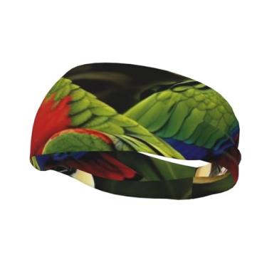 Imagem de Bandanas de corrida para homens e mulheres, faixas de transpiração de papagaio tropical, absorção de umidade, esportivas, moda, lenço de cabeça atlético, faixa de cabelo elástica para tênis, basquete