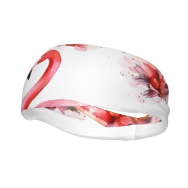Imagem de Bandanas de corrida para homens e mulheres flamingo, faixas de suor esportivas com absorção de umidade, lenço de cabeça atlético, faixa de cabelo elástica para tênis, basquete, corrida