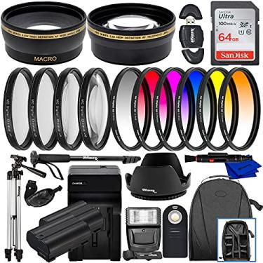Imagem de Ultimaxx Kit de acessórios de 67 mm para Nikon D850, D810, D7200, D7500, D780, D750, D610 com a lente AF-S DX NIKKOR 18-140mm f/3.5-5.6G ED VR e mais - Inclui: Ultra 64GB SDXC, 2X EN-EL15 Baterias e