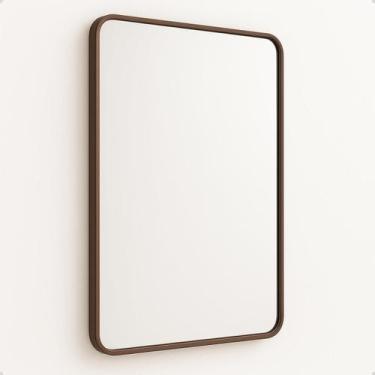 Imagem de Espelho 90X60 com Moldura em Alumínio Grande Decorativo Sala e Banheir