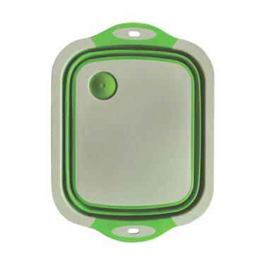 Imagem de AFXGUSD Tábua de Corte Dobrável, Tábua de Corte Portátil, Escorredor, Lavatório para Preparação de Churrasco, L verde