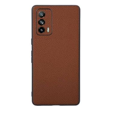 Imagem de Capas Compatível com OPPO Realme X7 PRO Ultra,Design de grão levantado de superfície,Proteção contra queda,Anti impressão digital,Anti arranhões,Aparência de couro de imitação de plástico macio-Brown