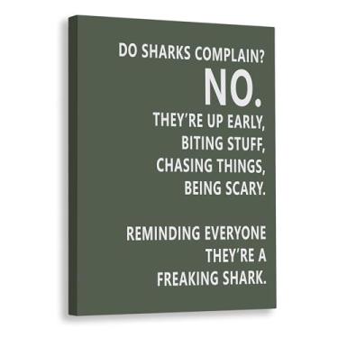 Imagem de Rusenbao Arte de parede motivacional para academia, decoração de academia em casa, decoração inspiradora para sala de treino, Do Sharks Reclain About Monday, arte de parede em tela para exercício sala