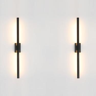 Imagem de Reddragon Lighting - Conjunto de 2 apliques de parede lineares de tubo preto reguláveis com fiação minimalista de 24 polegadas para casa de banho, sala de estar, quarto, corredor (2 unidades, 24