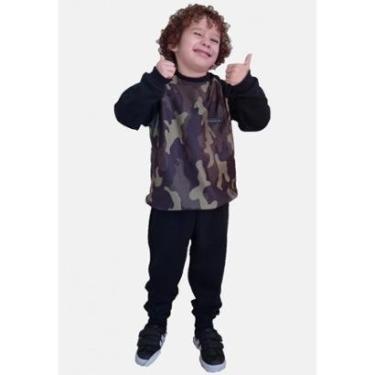 Imagem de Conjunto de Moletom Flanelado Grosso Mesclado Preto Manabana-Unissex