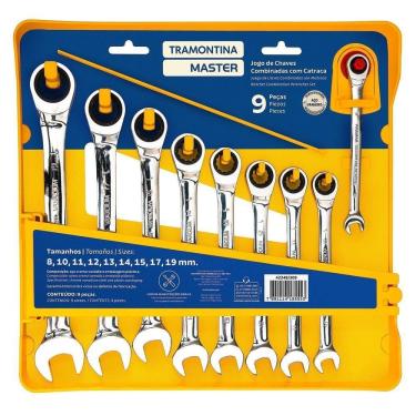 Imagem de Jogo De Chaves Combinadas Com Catraca 9 Peças Tramontina Master Tramontina