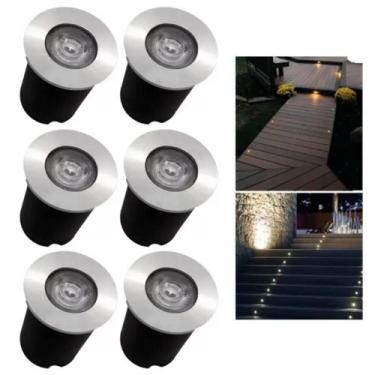 Imagem de 6 Embutido Solo 1w Balizador Led Blindado Ip67 Inox Spot Chão Piso - M