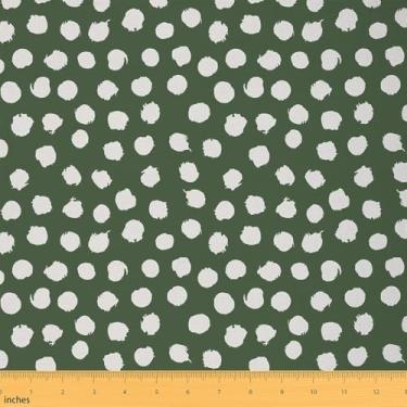 Imagem de Erosebridal Tecido Spring Dots da The Yard Brush Stroke Decor para crianças, meninas, meninos, geometria, boêmia, casa de fazenda, verde escuro, branco, tecido estofado para cadeiras, faça você mesmo