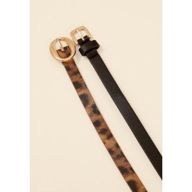 Imagem de Kit De 2 Cintos Finos Liso E Animal Print - Pop Me, P