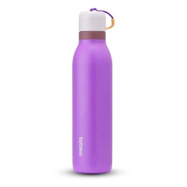 Imagem de Owala Garrafa de água FreeSip Twist isolada de aço inoxidável com canudo para esportes e viagens, sem BPA, 680 g, roxo/roxo (videira da Califórnia)