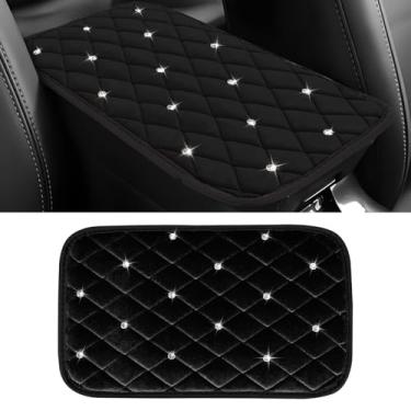Imagem de Hovom Capa de console central de carro Bling 12,6" × 7,122 cm capa de apoio de braço fofa de strass de cristal para carros, almofada confortável para apoio de braço automotivo, protetor de descanso de