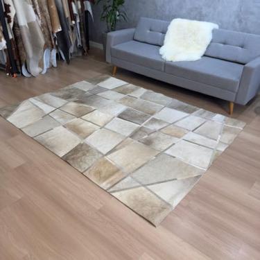 Imagem de Tapete De Couro Tons De Champagne 1,70x2,20m Silver