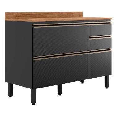 Imagem de Balcão Pia Proença 120cm 1 Porta e 4 Gavetas com Tampo MDF - Demartêz