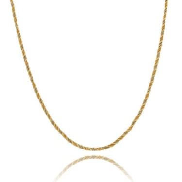 Imagem de Corrente Feminina Baiana Torcida 50cm Grossa Ouro 18k 750 Amarelo