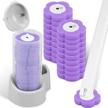 Imagem de HSHGZSR Escova de limpeza de vaso sanitário, kit de limpeza de escova de vaso sanitário, kit de limpeza de vaso sanitário, varinha de limpeza de vaso sanitário com refis de escova de vaso sanitário