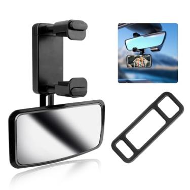 Imagem de Espelho de carro ajustável de 360° para bebê, espelho retrovisor de bebê com clipe para carro com braço de fixação retrátil, espelhos universais curvos para banco traseiro para observação e segurança