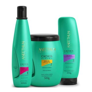 Imagem de Aneethun Cachos Shampoo 300ml + Máscara 500g + Gelatina 250g