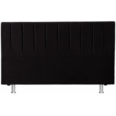 Imagem de Cabeceira Cama De King 193x110 Suede Preto Keiko Colchões
