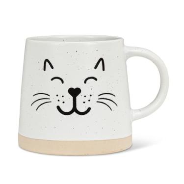 Imagem de Abbott Collection Caneca de base larga com cara de gato - xícara de café de grés, marfim/preto, 9,5 cm A (396 g)