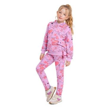 Imagem de Blusão Infantil Feminino Oversize em Molecotton Gloss, Rosa, 12