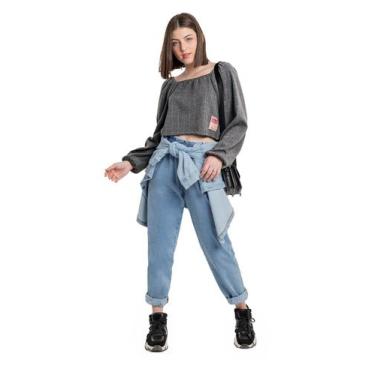 Imagem de Blusa Cropped em Jacquard Infantil Gloss, Cinza escuro, 18