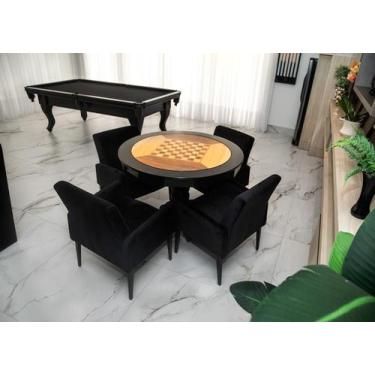 Imagem de Mesa de Carteado com Gavetas e Porta copos - 1,09x0,80 - Com xadrez - 