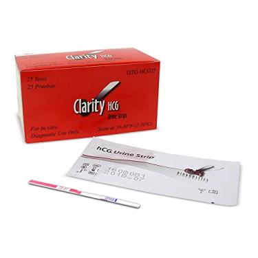 Imagem de Clarity Diagnostics CLA DTG-HCG25 HCG Tira de teste de gravidez de urina de etapa única, isenta de CLIA (pacote com 25)