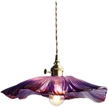 Imagem de Lâmpada Pingente Nórdica Lâmpada Suspensa De Ouro Retrô Japonesa E27 Base Lustre Latão Decoração De Iluminação De Ouro Luminária De Teto Embutida Para Sala De Estar, Purple