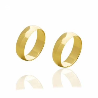 Imagem de Par de aliancas de Ouro brilhante com 6 mm 9g - JoiaUnica