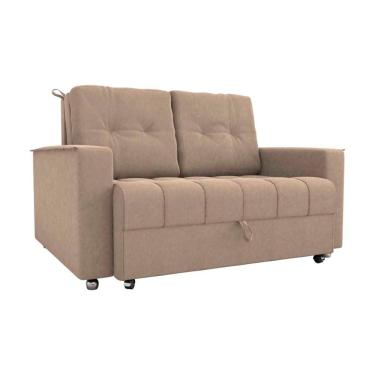 Imagem de Sofá Cama Reclinável 2 Lugares Com Almofadas 140 Lag Drika Matrix Veludo Turkey Capuccino Veludo Turkey Capuccino