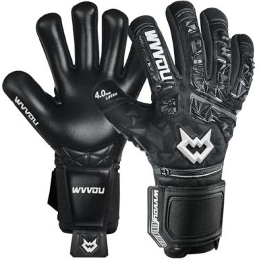 Imagem de WVVOU Luvas de goleiro de futebol para adultos e jovens, luvas de goleiro de alto desempenho com 5 protetores de dedo destacáveis, luvas de futebol com palma de látex pegajosa de 4 mm