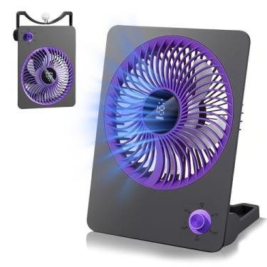 Imagem de Inmorven Ventilador de mesa de 18 cm: Ventilador alimentado por bateria recarregável de 100 velocidades, ultra silencioso com fluxo de ar forte, ventilador pessoal portátil para escritório, dormitório