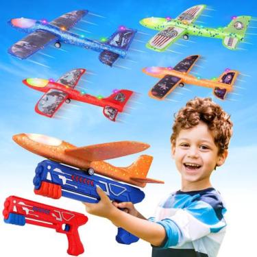 Imagem de Pacote de 4 brinquedos lançadores de aviões Fuwidvia com avião de espu