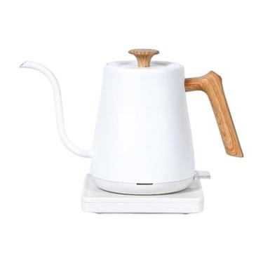Imagem de Baoblaze Chaleira elétrica Gooseneck de 0,8L, aquecedor de água rápido, portátil, aquecimento rápido, aço inoxidável para preparar chá e ferver água quente, Grão de Madeira Branca