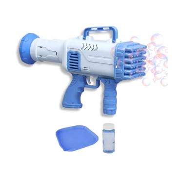 Imagem de Bazuca Lança Bolhas de Sabão Bubble Gun Automático 32 Furos – Arma de Bolhas Elétrica com Luz LED | Diversão Infantil Instantânea