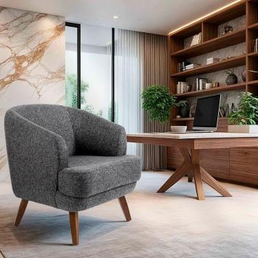 Imagem de Poltrona para Sala de Estar Pés Madeira Betania Preto Mesclado