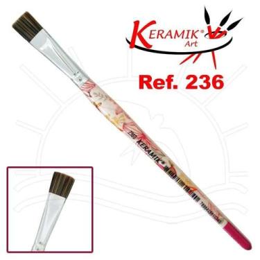 Imagem de Pincel Keramik Estampado Rosa 236s - Chato, No 8