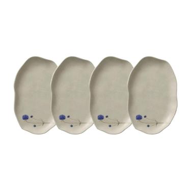 Imagem de Conjunto de Travessas Oval Rasa Média Porto Brasil Bio Campestre 30x20cm - 4 Peças	