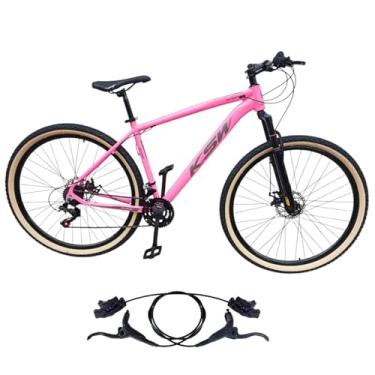 Imagem de Bicicleta Aro 29 Ksw Adulto 21 velocidades Suspensão Dianteira 80mm Pneu Faixa Amarelo Freio Hidraulico (ROSA/PRATA, 15)