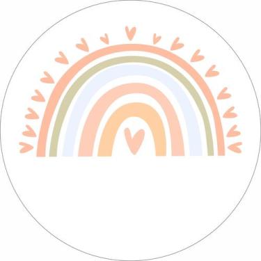 Imagem de Painel de Lona Redondo Arco-Íris Cute Coração - Fabrika de Festa, 160x