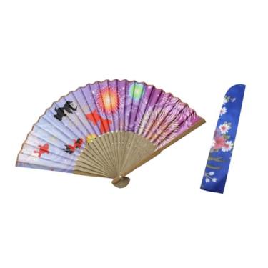 Imagem de Waraku Fuuka Ventilador de mão dobrável vintage japonês Sensu tradicional bambu para decoração de casa de casamento cosplay presente verão calor portátil (Kingyo Hanabi)