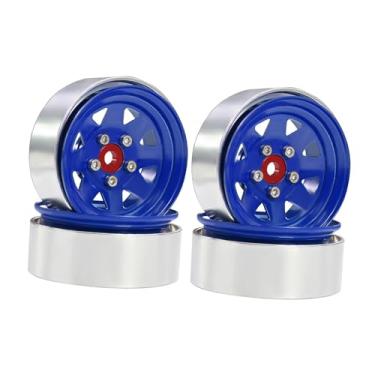Imagem de Colaxi 4 peças de aros de roda RC, pneu, peça de reposição, substituição resistente, rodas de alumínio de 1,9" com sextavado de 12 mm para caminhão RC, Azul