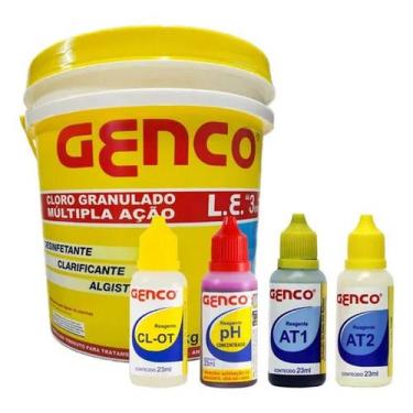 Imagem de KIT CLORO GENCO 3X1 L. E.CLORO GRAN.BL 10kg + KIT 4 REAGENTES