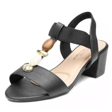 Imagem de Sandalia Modare 7109.465 Pedraria Salto Grosso Elastico Feminino (Preto, BR, Adulto, Numérico, 36)