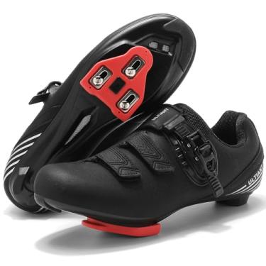 Imagem de Tênis de ciclismo masculino e feminino compatível com Peloton Indoor Road Bike Riding Shoes para Indoor Delta Cleats Clip Outdoor Pedal (preto, 47)