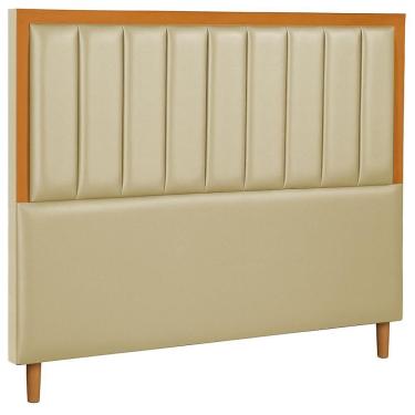 Imagem de Cabeceira Estofada Queen Paris Couro Bege 160 Cm
